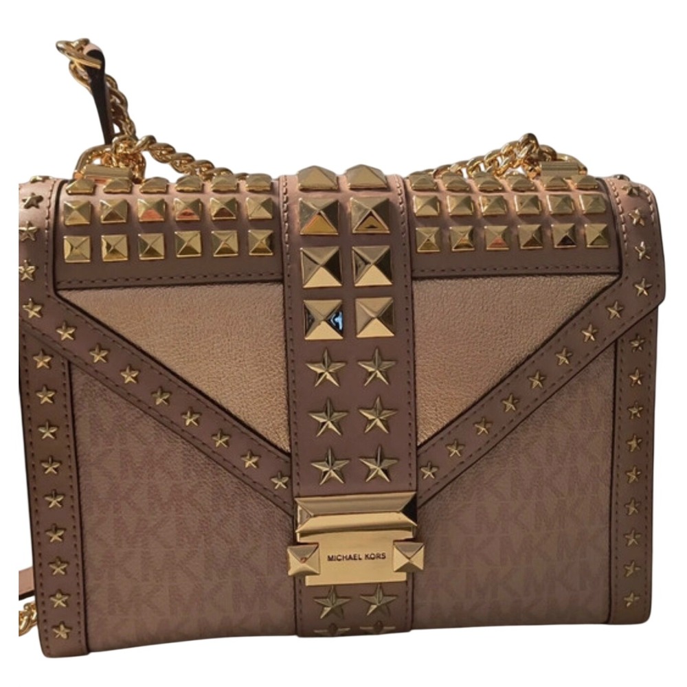 Michael Kors Whitney Rose Gold Tone Studded Star Logo Shoulder Bag Chain Strap